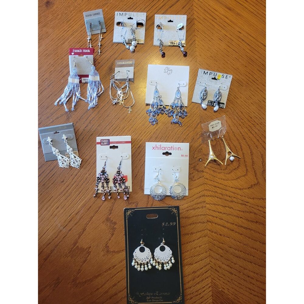 NWD Estate Lot of 12 Pierced Earrings, Whimsical Fairy Butterfly‎ Dangly Whimsy